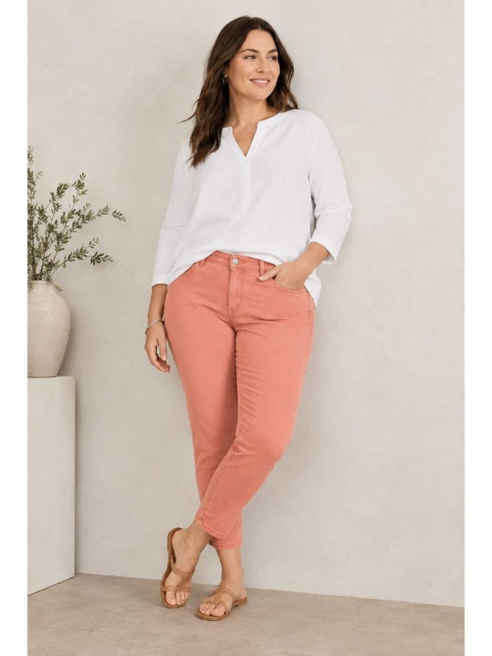 J. Jill Authentic Fit Slim Ankle Jeans Salmon Size 20